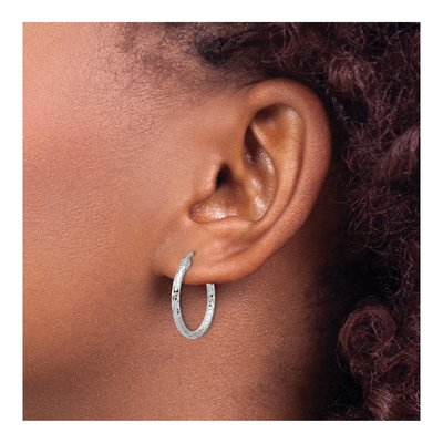 Sterling Silver 22mm Diamond-Cut Hoop Earrings – view 4