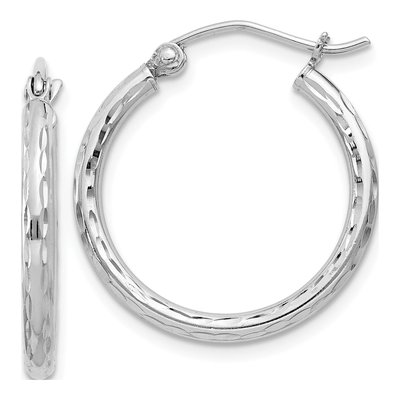 Sterling Silver 22mm Diamond-Cut Hoop Earrings