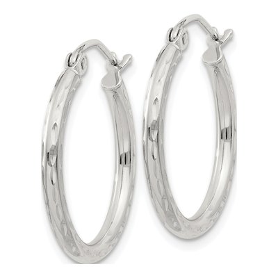 Sterling Silver 22mm Diamond-Cut Hoop Earrings – view 3