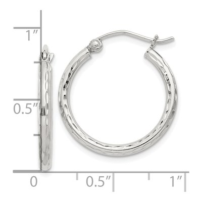 Sterling Silver 22mm Diamond-Cut Hoop Earrings – view 5