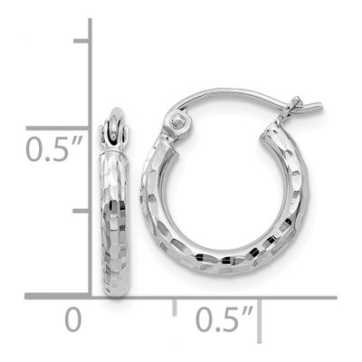 Sterling Silver 14mm Diamond-Cut Hoop Earrings – view 5