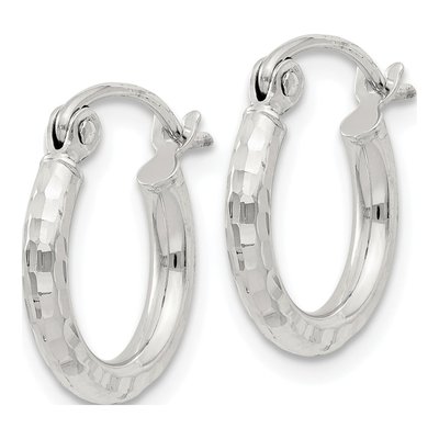 Sterling Silver 14mm Diamond-Cut Hoop Earrings – view 3