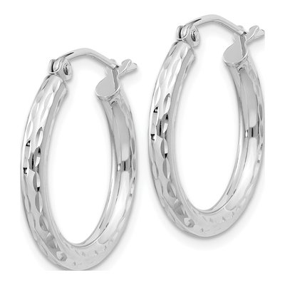 Sterling Silver 22mm Diamond-Cut Hoop Earrings – view 3