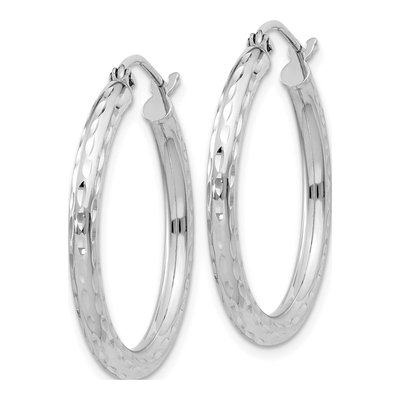 Sterling Silver 27mm Diamond-Cut Hoop Earrings – view 3