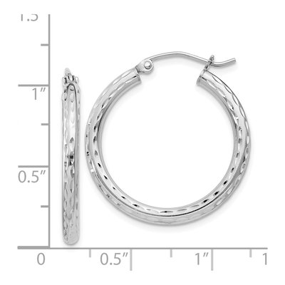 Sterling Silver 27mm Diamond-Cut Hoop Earrings – view 5