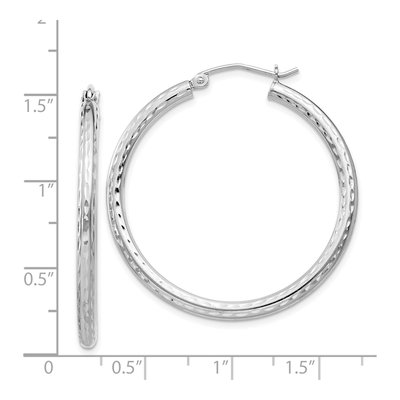 Sterling Silver 37mm Diamond-Cut Hoop Earrings – view 5