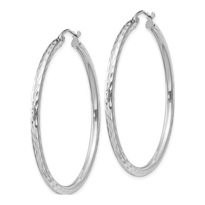 Sterling Silver 46mm Diamond-Cut Hoop Earrings – view 3