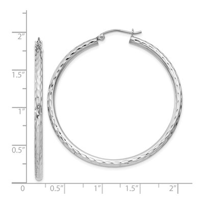 Sterling Silver 46mm Diamond-Cut Hoop Earrings – view 5
