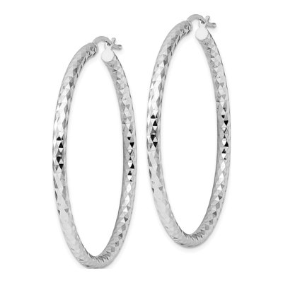 Sterling Silver 52mm Diamond-Cut Hoop Earrings – view 3