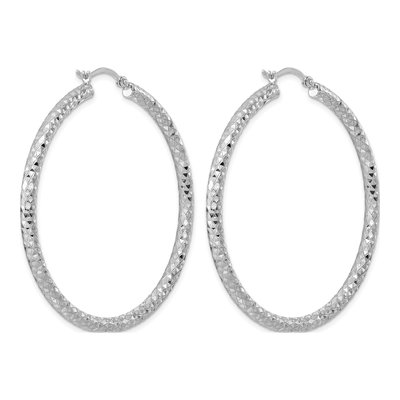 Sterling Silver 52mm Diamond-Cut Hoop Earrings – view 5