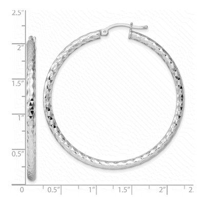 Sterling Silver 52mm Diamond-Cut Hoop Earrings – view 6