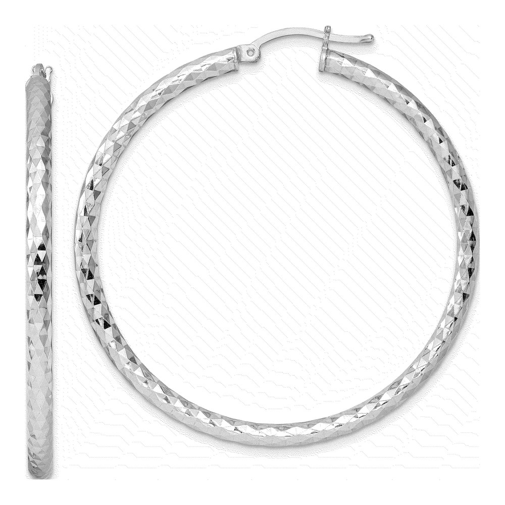 Sterling Silver Diamond-Cut Hoop Earrings