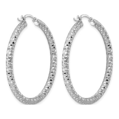 Sterling Silver 42mm Diamond-Cut Hoop Earrings – view 5