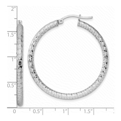Sterling Silver 42mm Diamond-Cut Hoop Earrings – view 6