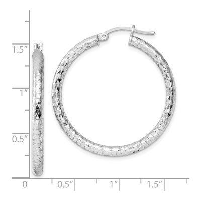 Sterling Silver 36mm Diamond-Cut Hoop Earrings – view 6