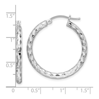 Sterling Silver 32mm Diamond-Cut Hoop Earrings – view 5