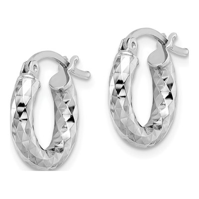 Sterling Silver 27mm Diamond-Cut Hoop Earrings – view 3