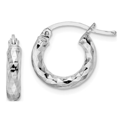 Sterling Silver 27mm Diamond-Cut Hoop Earrings