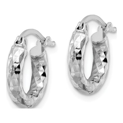 Sterling Silver 22mm Diamond-Cut Hoop Earrings – view 3