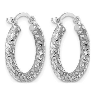 Sterling Silver 22mm Diamond-Cut Hoop Earrings – view 5