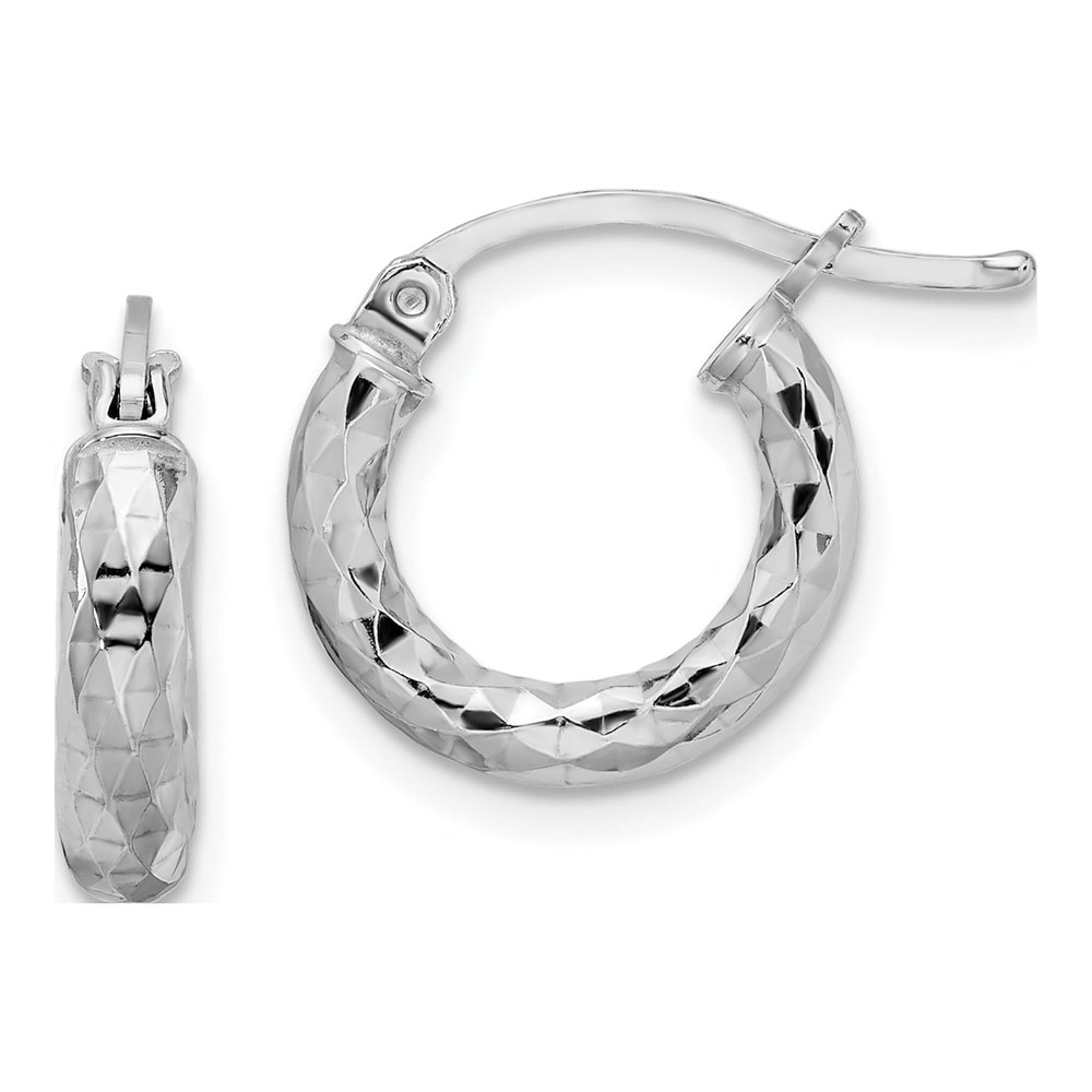 Sterling Silver Diamond-Cut Hoop Earrings, 22mm