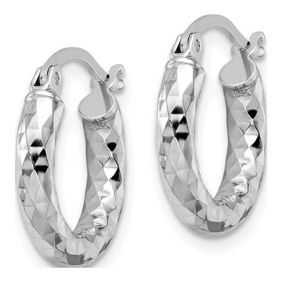 Sterling Silver 18mm Diamond-Cut Hoop Earrings – view 3