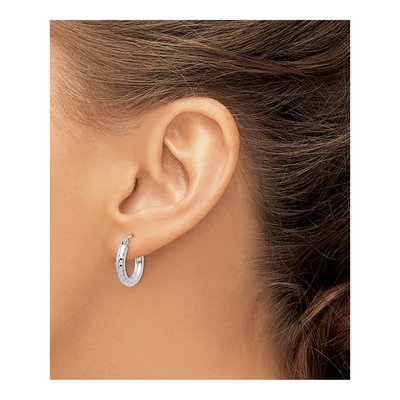 Sterling Silver 18mm Diamond-Cut Hoop Earrings – view 4