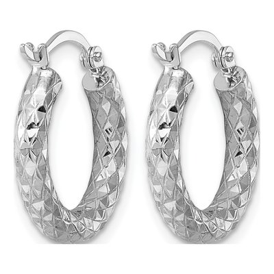 Sterling Silver 18mm Diamond-Cut Hoop Earrings – view 5