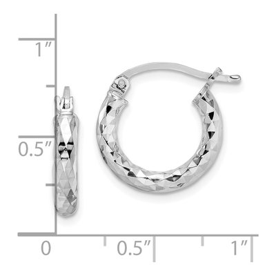 Sterling Silver 18mm Diamond-Cut Hoop Earrings – view 6