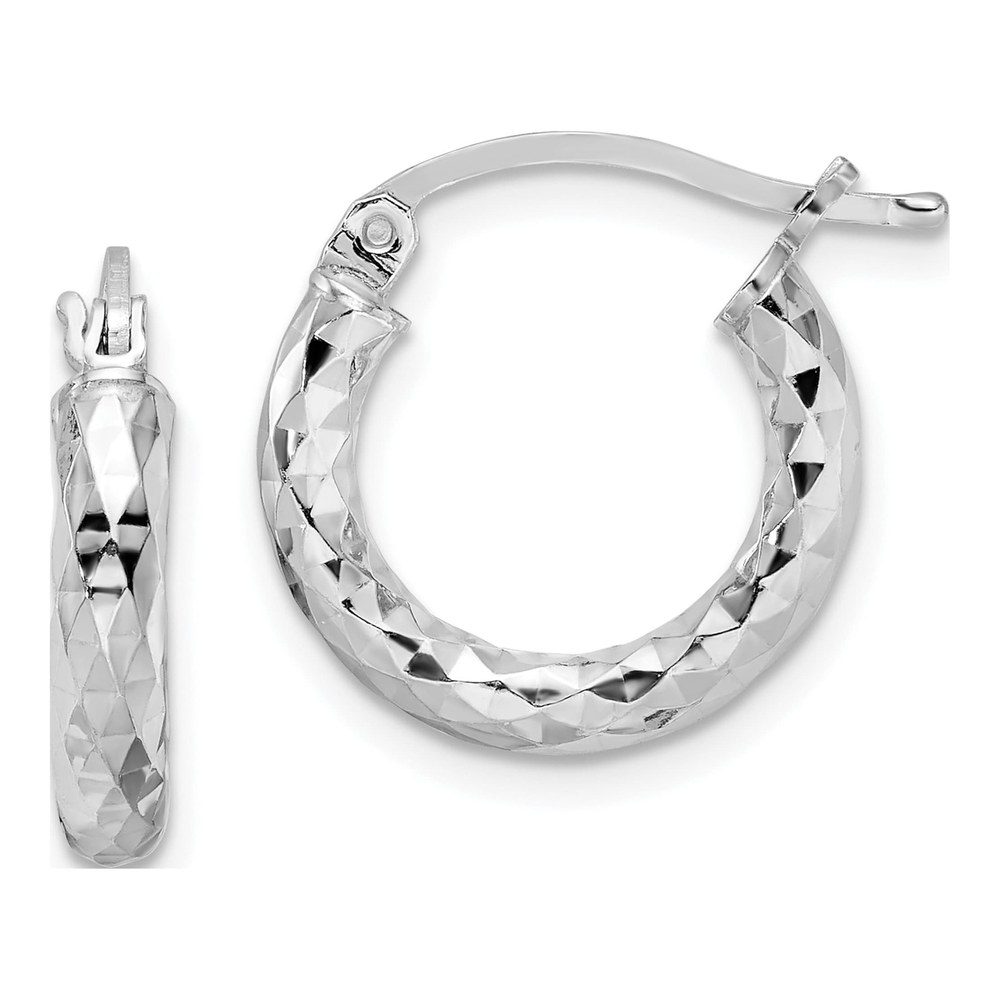 Sterling Silver Diamond-Cut Hoop Earrings