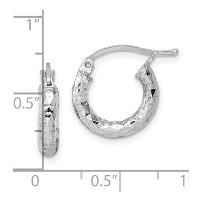 Sterling Silver 15mm Diamond-Cut Hoop Earrings – view 6