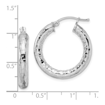 Sterling Silver 25mm Diamond-Cut Hoop Earrings – view 5