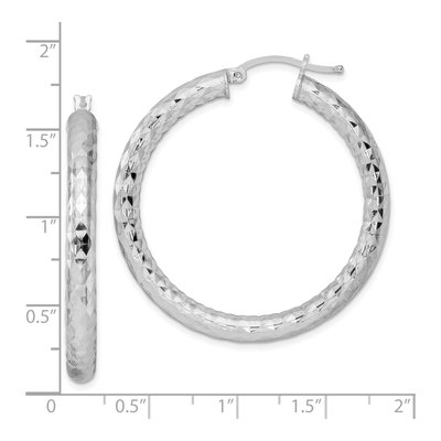 Sterling Silver 40mm Diamond-Cut Hoop Earrings – view 5