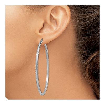 Sterling Silver 67mm Diamond-Cut Hoop Earrings – view 4