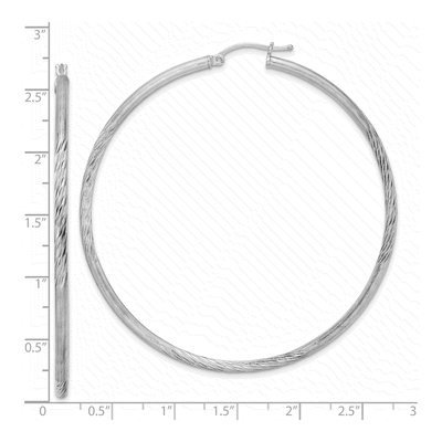 Sterling Silver 67mm Diamond-Cut Hoop Earrings – view 5