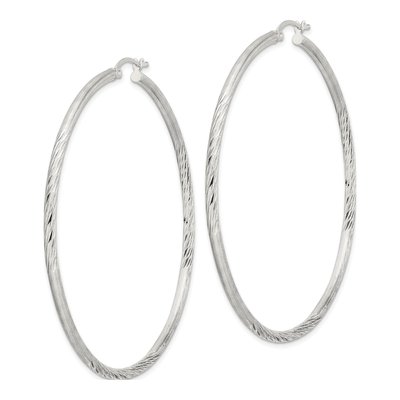 Sterling Silver 67mm Hoop Earrings – view 3