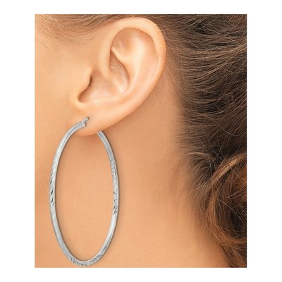 Sterling Silver 67mm Hoop Earrings – view 4