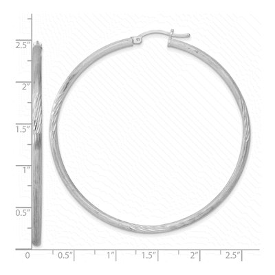 Sterling Silver 63mm Diamond-Cut Hoop Earrings – view 5