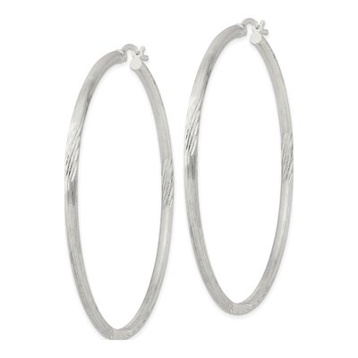 Sterling Silver 63mm Hoop Earrings – view 3