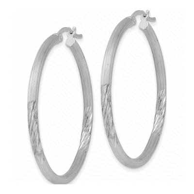 Sterling Silver 41mm Diamond-Cut Hoop Earrings – view 3