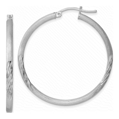 Sterling Silver 41mm Diamond-Cut Hoop Earrings