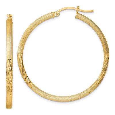 Gold-Plated Sterling Silver 41mm Gold-Flash Diamond-Cut Hoop Earrings