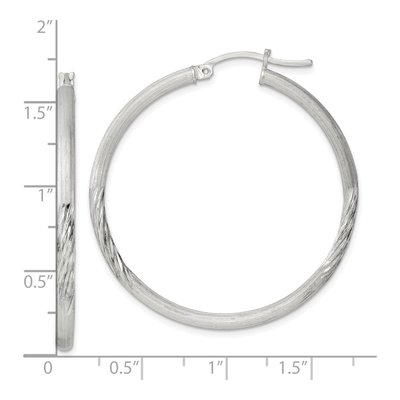 Sterling Silver 41mm Diamond-Cut Hoop Earrings – view 5