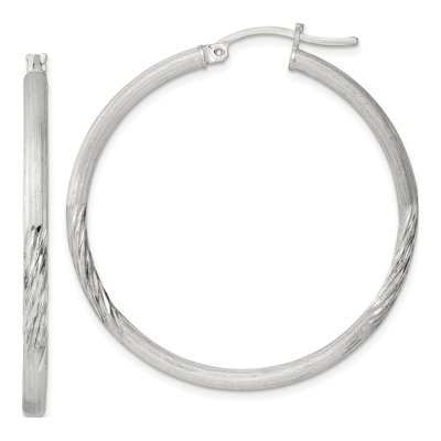 Sterling Silver 41mm Diamond-Cut Hoop Earrings