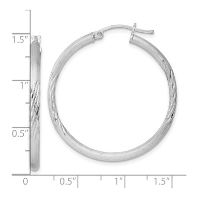 Sterling Silver 36mm Diamond-Cut Hoop Earrings – view 5
