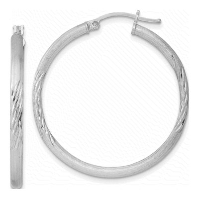 Sterling Silver 36mm Diamond-Cut Hoop Earrings