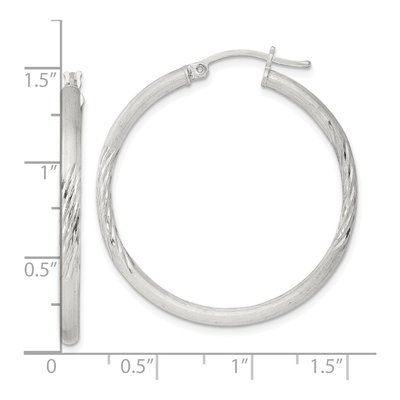 Sterling Silver 36mm Diamond-Cut Hoop Earrings – view 5