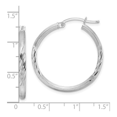Sterling Silver 32mm Diamond-Cut Hoop Earrings – view 5