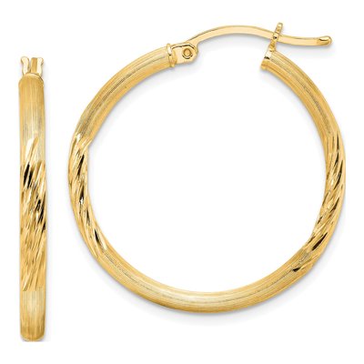 Gold-Plated Sterling Silver 32mm Gold-Flash Diamond-Cut Hoop Earrings