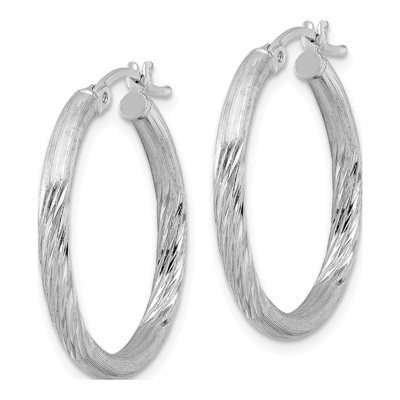 Sterling Silver 27mm Diamond-Cut Hoop Earrings – view 3